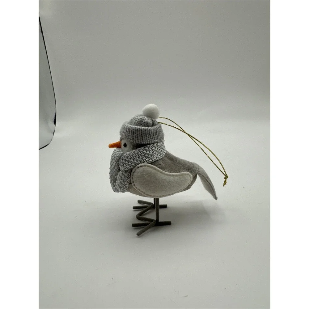 Target Christmas Featherly Friends Bird Ready for Winter Gray White Hat Ornament